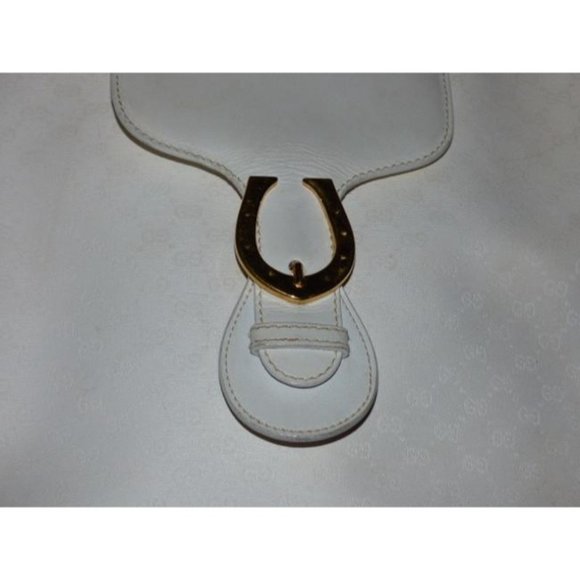 Gucci Vintage White Bucket Bag Small G Logo Coated Canvas And White Leather - Picture 4 of 12